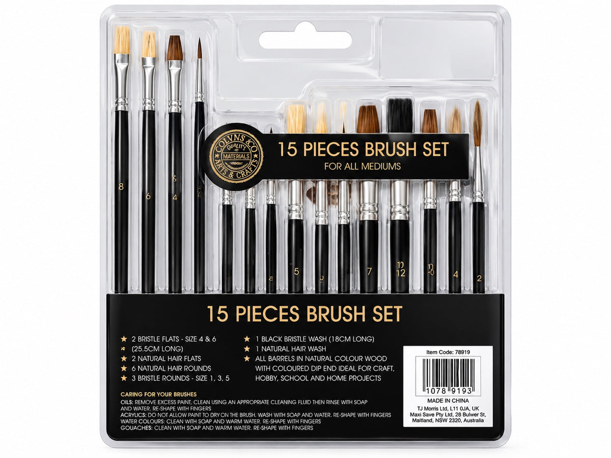 Colvins & Co 15 Piece Artist Brush Set – All Mediums